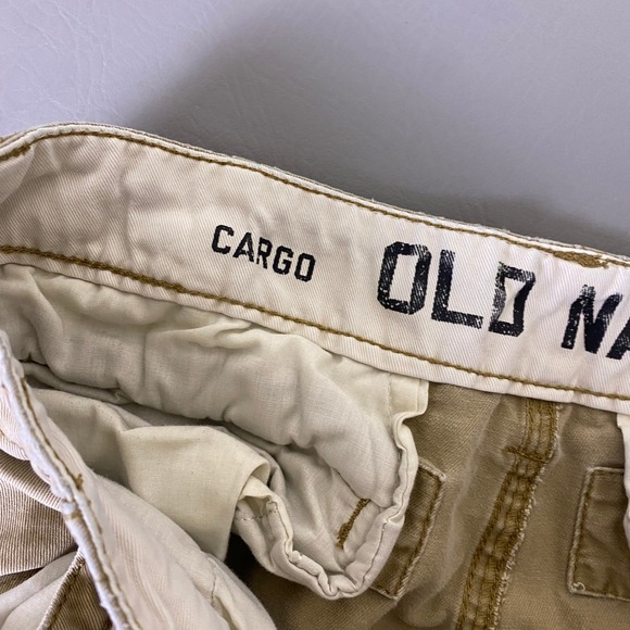 Y2K Old Navy Cargo Shorts Men's Size 32 Khaki Tan Cotton Relaxed Fit Utility* - Picture 3 of 15